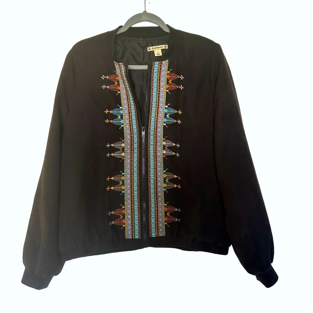 Ruff Hewn Embroidered Black Jacket